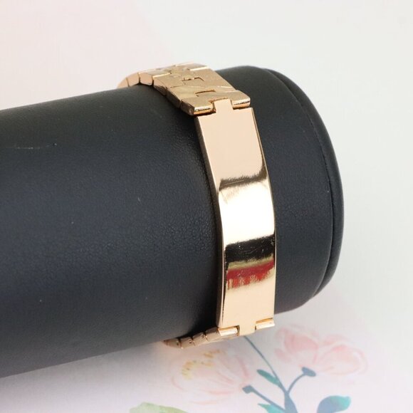 "Sleek Rose Gold Plated Bracelet in Polished Bold Panel Design, XPBL1133 - Picture 1 of 12